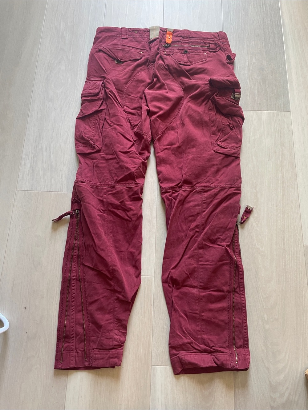 Claimer Burgundy Cargo Pants with Orange Trim - Picture 3 of 3